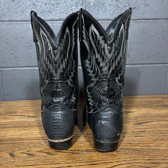 Vintage Laredo 4574 Black Snakeskin Leather Cowboy Boots Men’s 11 Made In Mexico - Picture 5 of 8